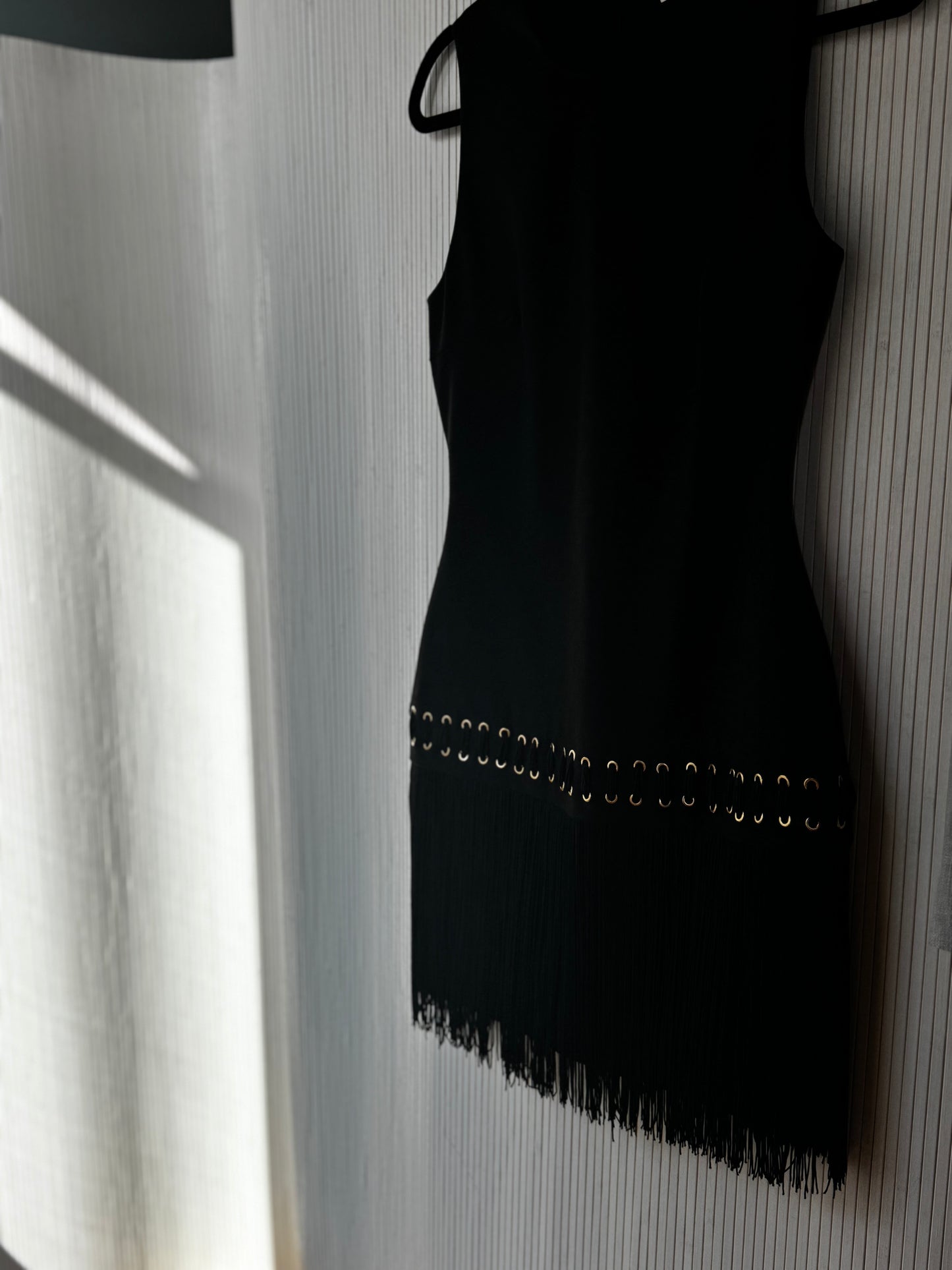 Elizabeth & James Black Fringe Party Dress