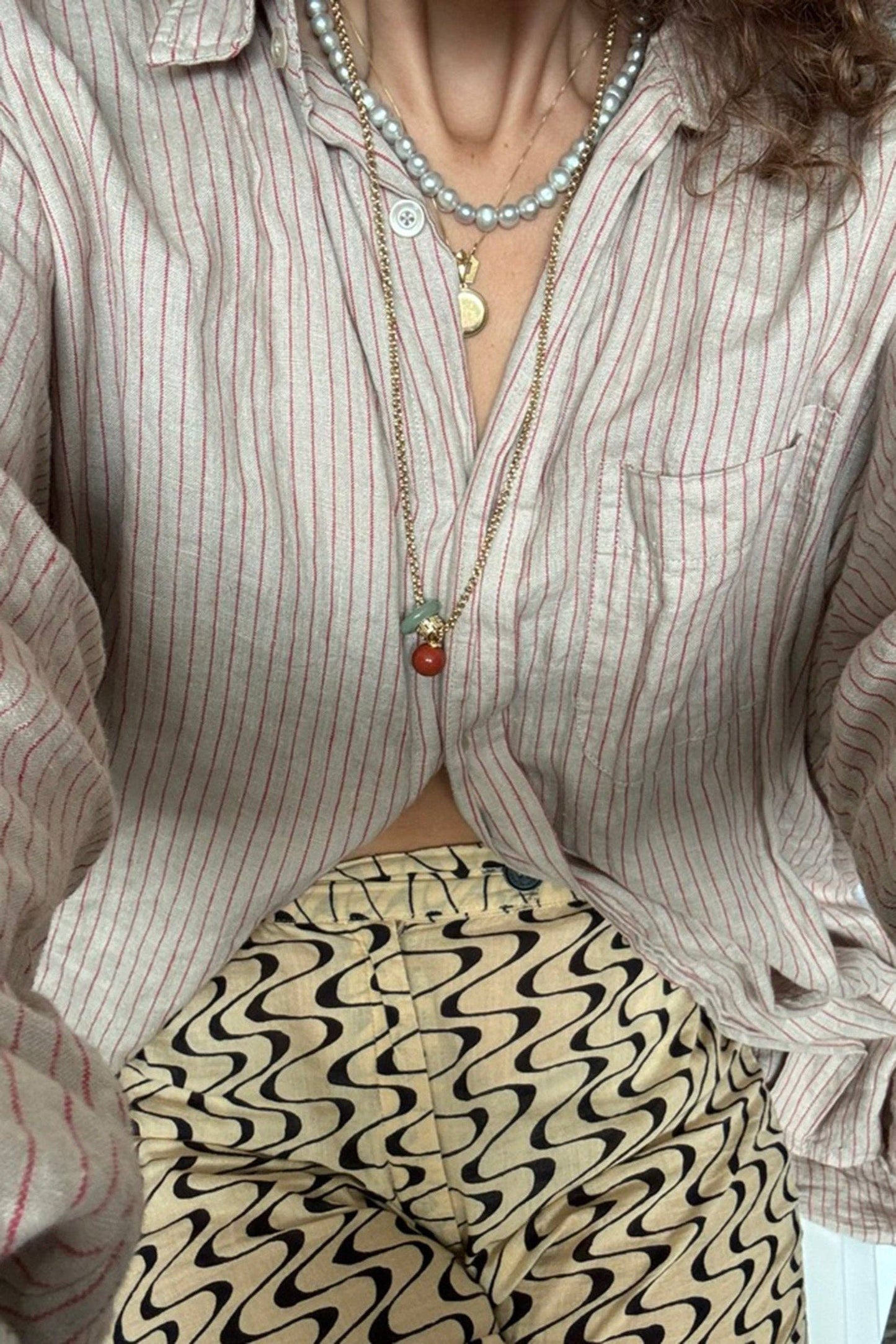 The Sai Necklace in Red Jasper / Black Onyx by Orly 22"