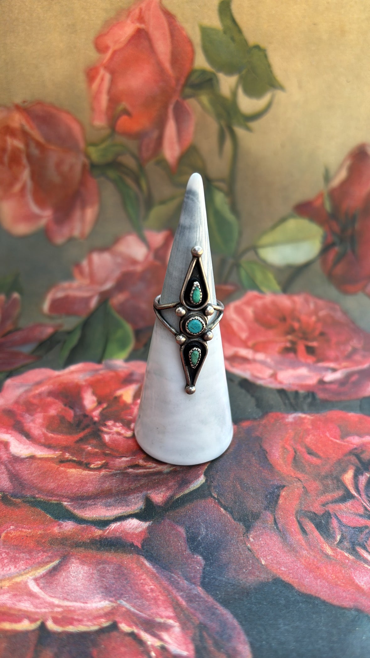 Jill Torquoise Teardrop Western Mexican Sterling Ring