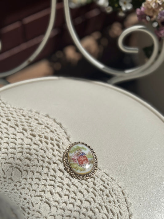 Vintage Victorian Cameo Porcelain Brooch