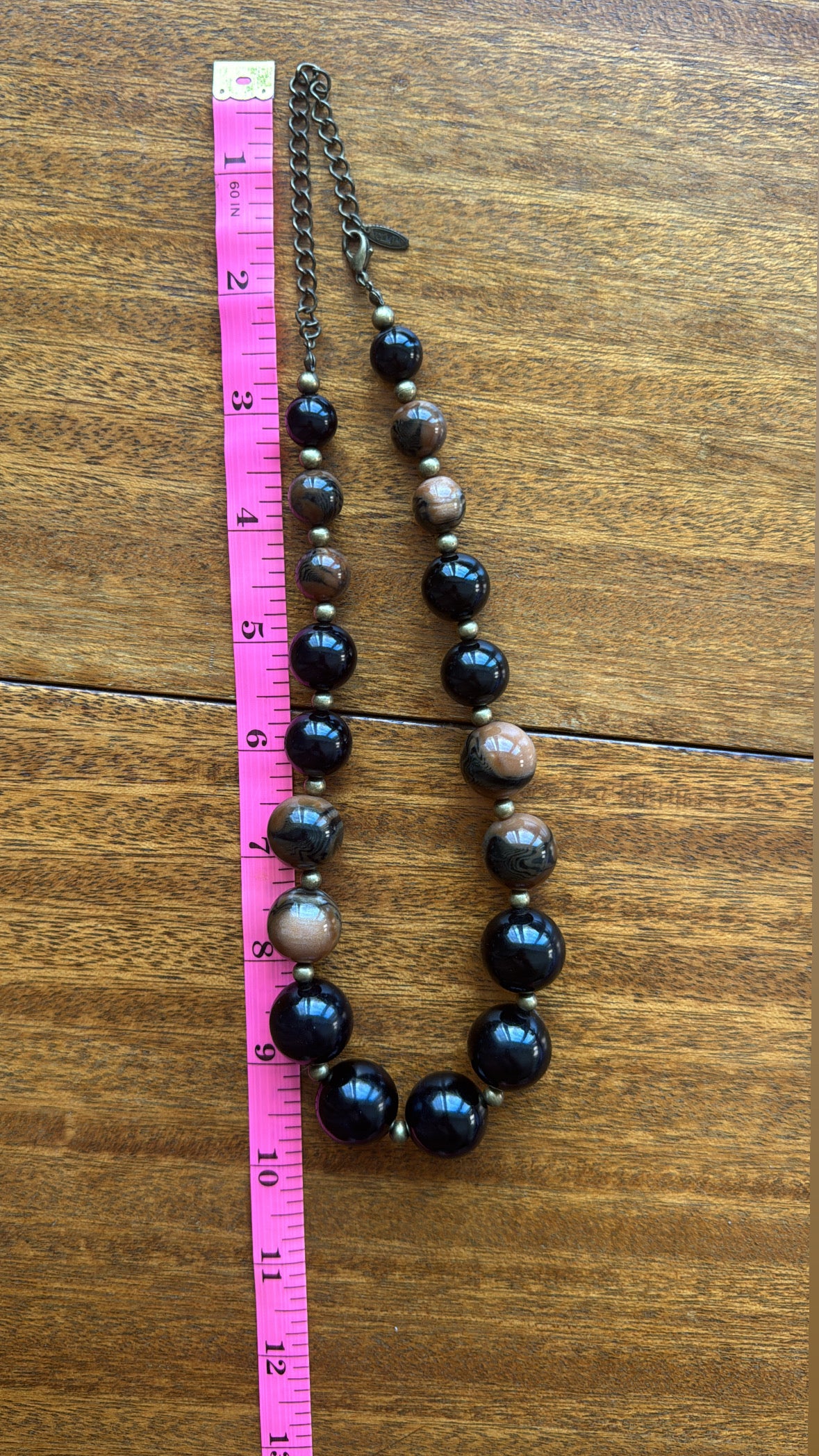 Vintage Multi-Brown & Gold Beaded Necklace