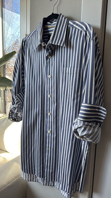 100% Cotton Blue & Yellow Pinstripe Oxford Button Down