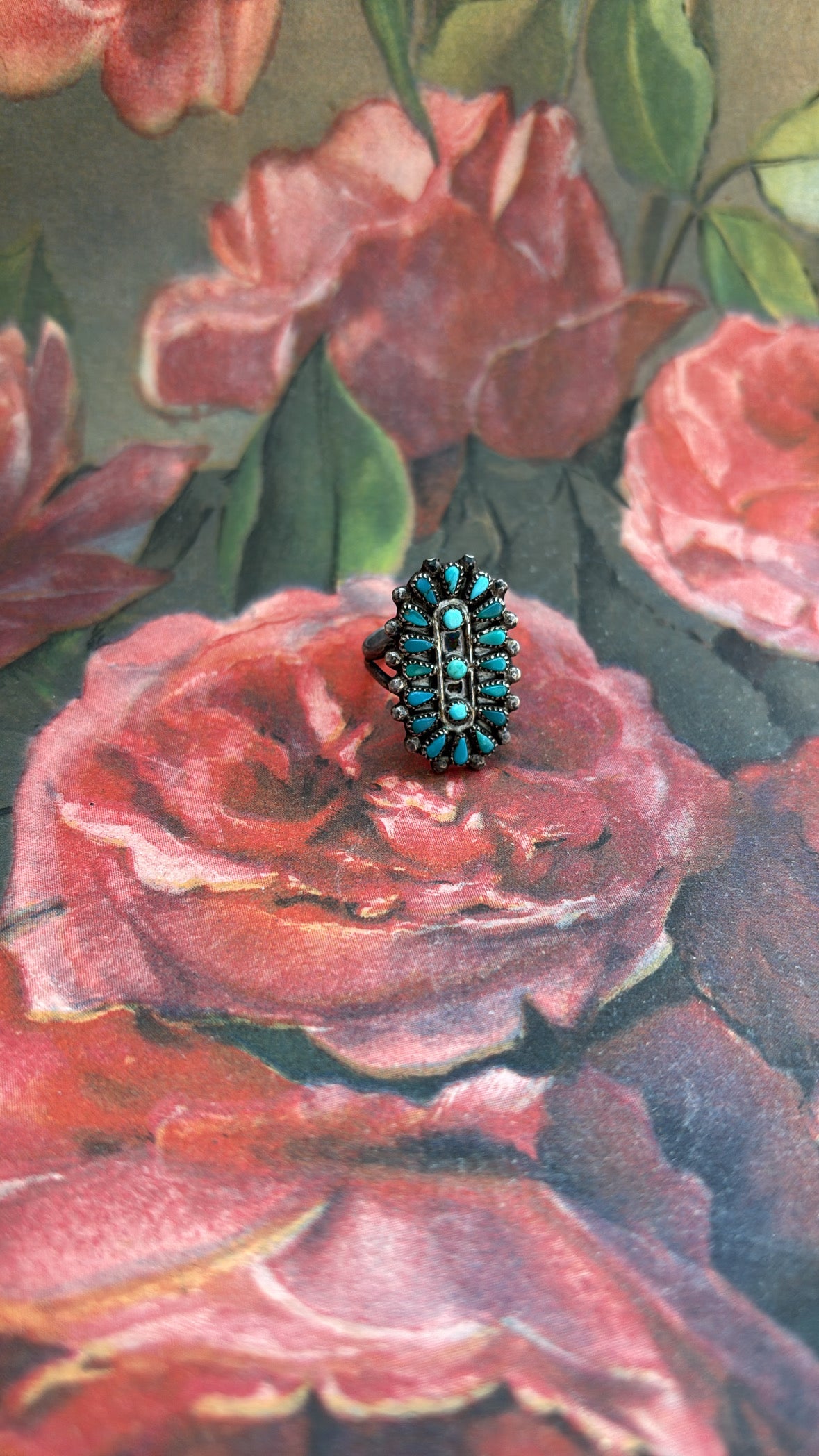 Jill Turquoise Stacked Oval Western Mexican Sterling Ring