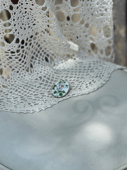 Vintage Porcelain Rose Brooch
