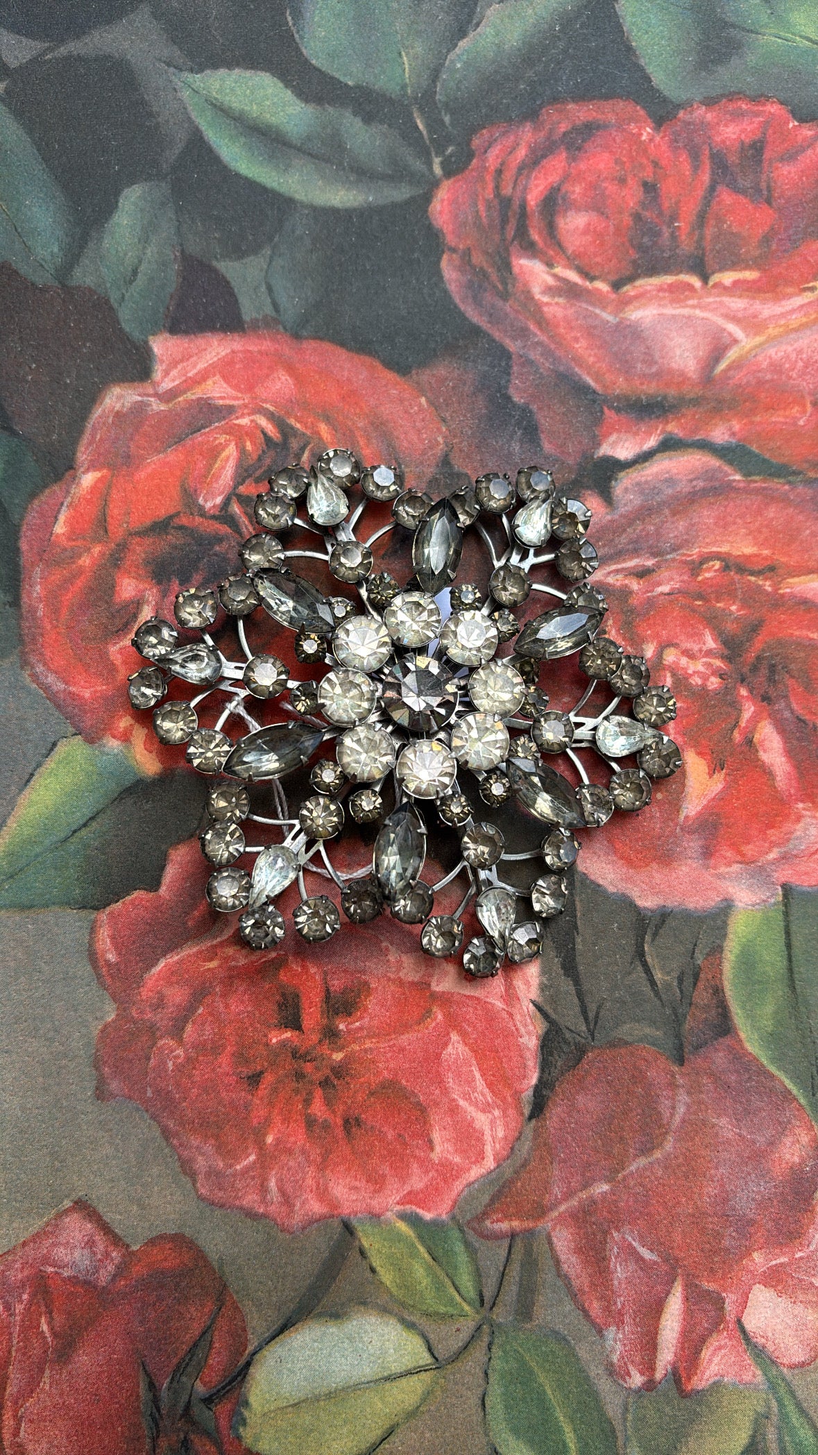 Vintage Rhinestone Flower Brooch