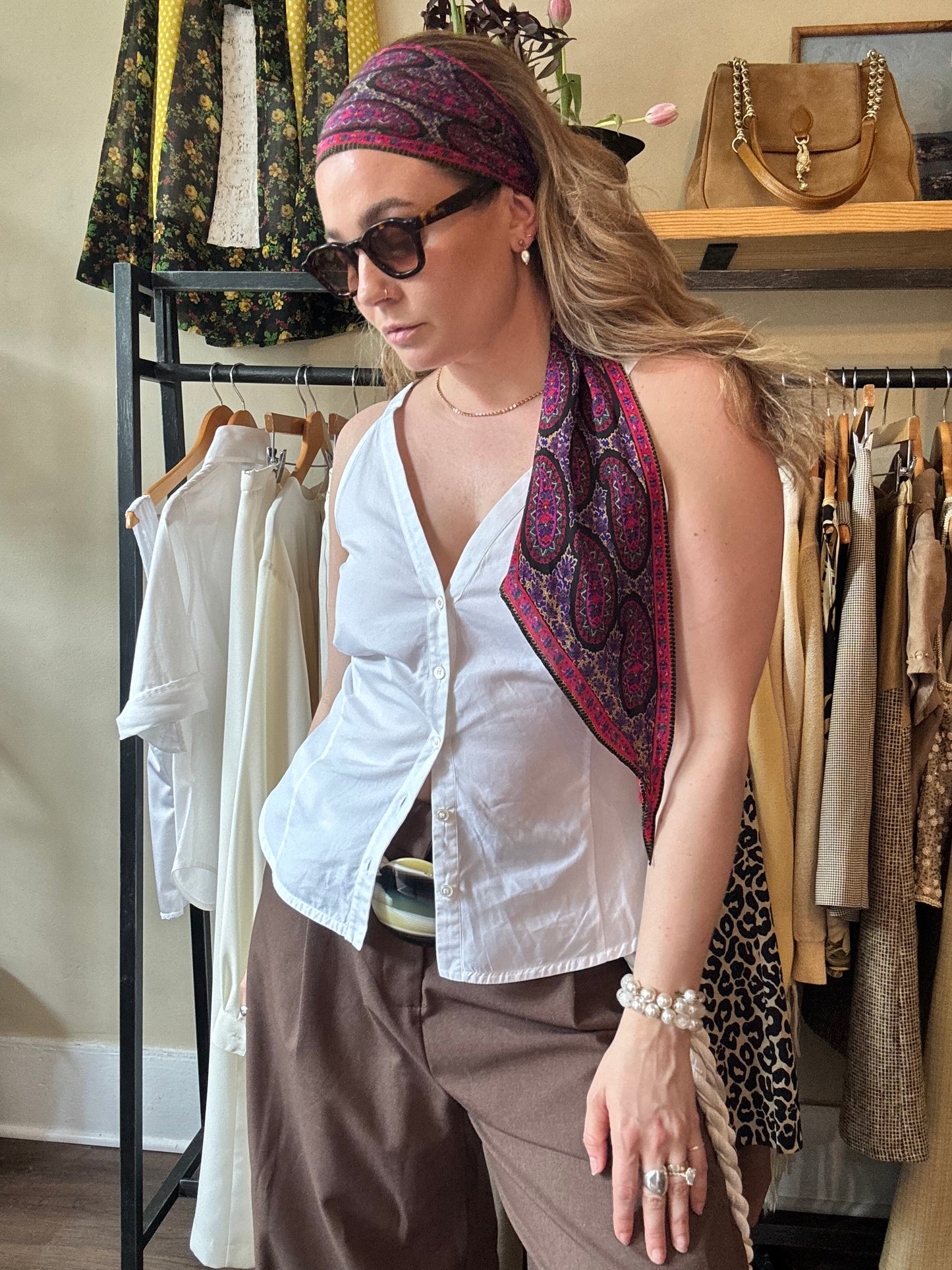 Vintage Silk Paisley Ascot Style Scarf