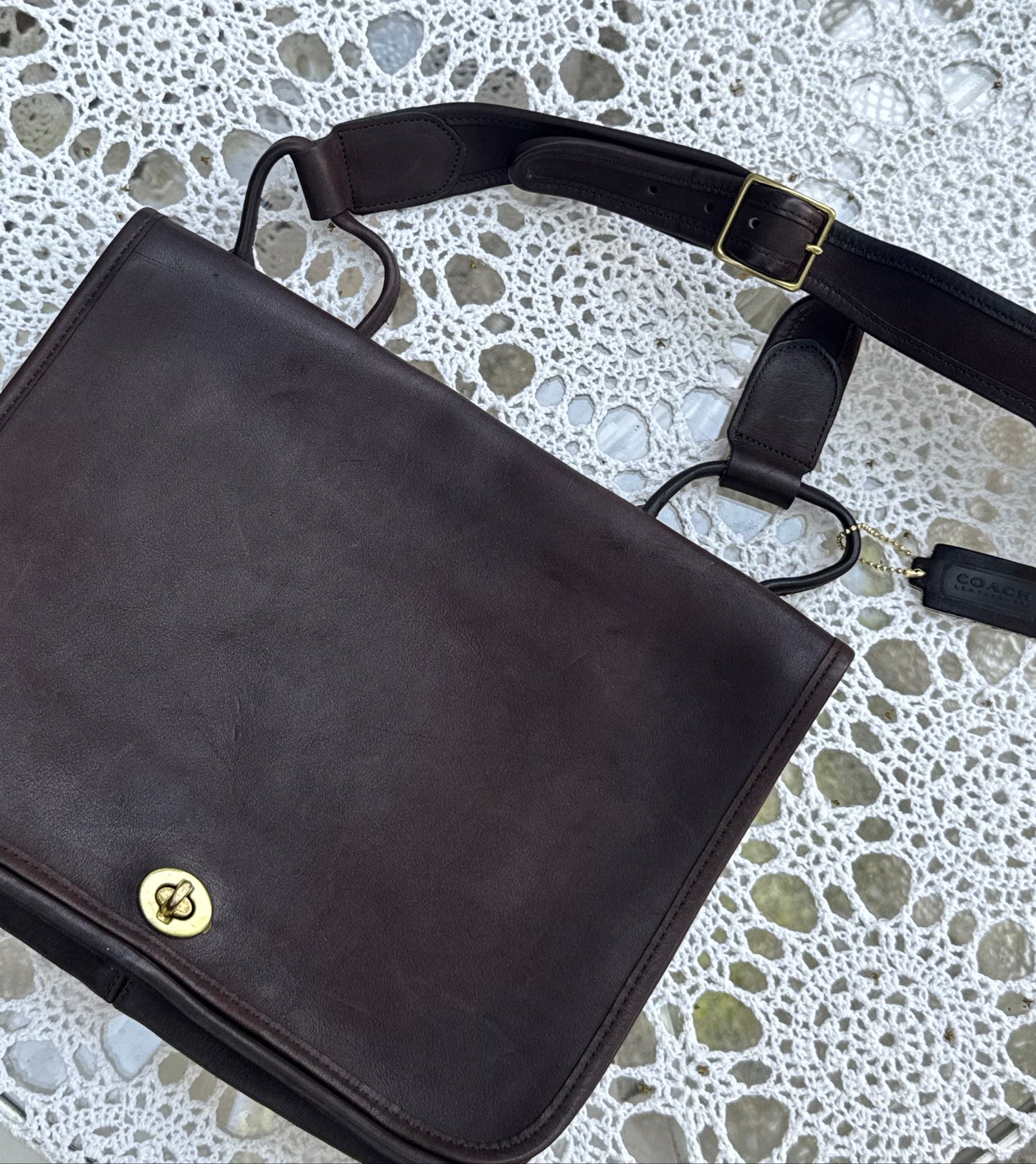 Rare 1970s Coach Mocha Suspender Bag (9490)
