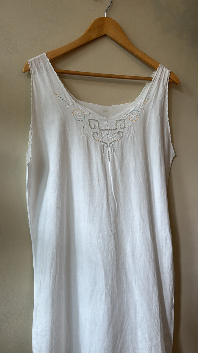Antique 1920's Cotton Embroidered Dress