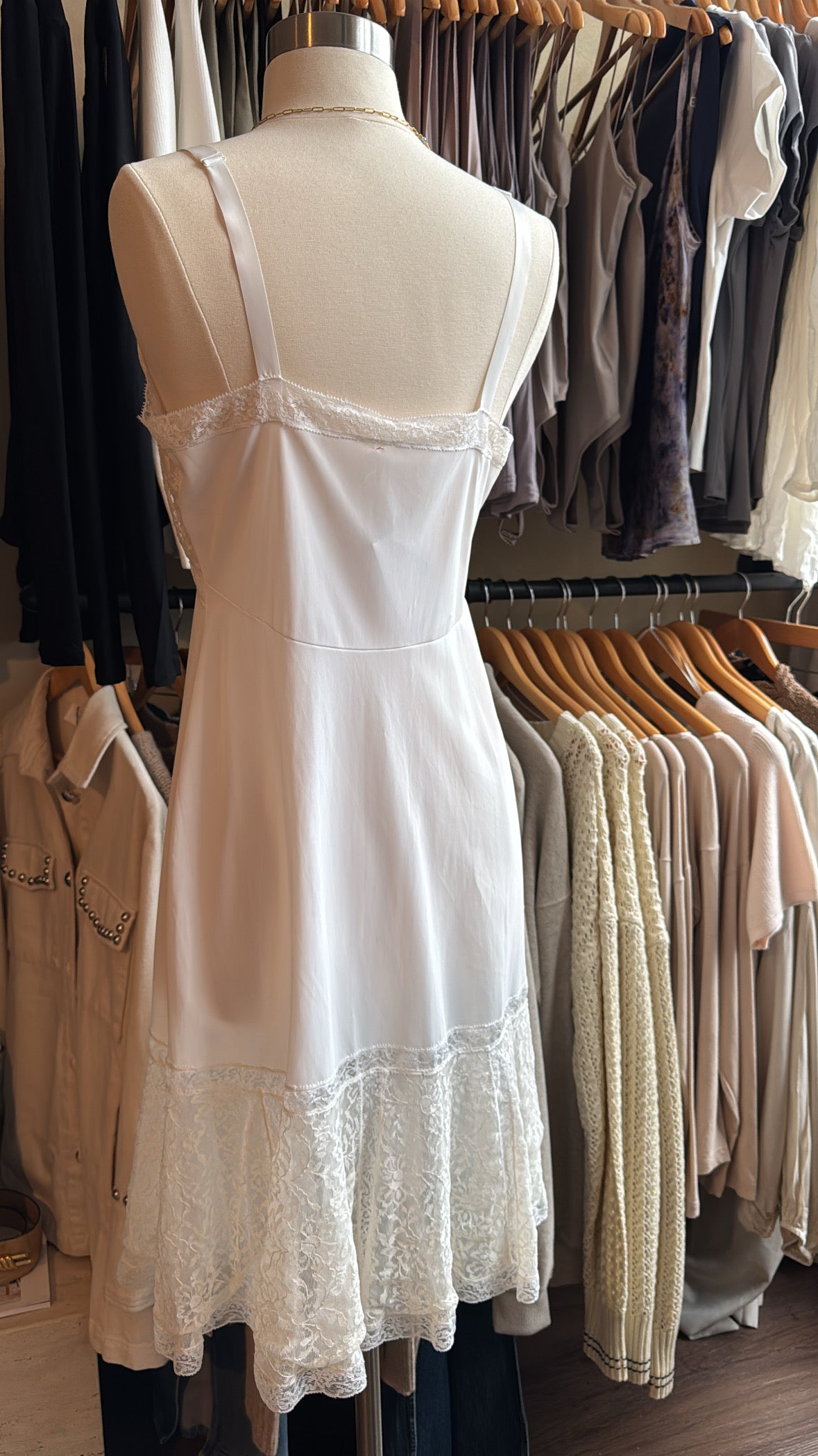 Vintage White Lace Midi Slip Dress