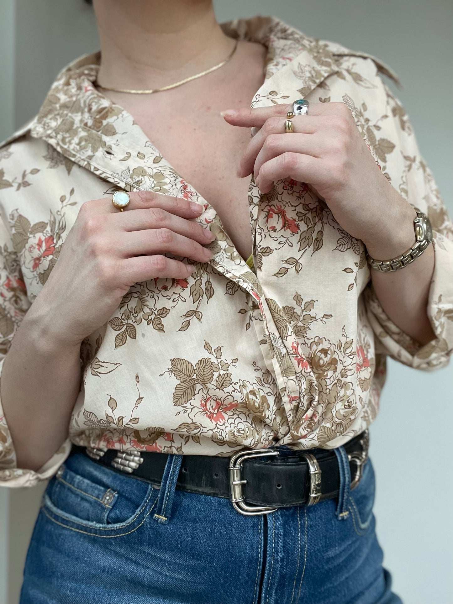 Vintage 1970s Floral Blouse