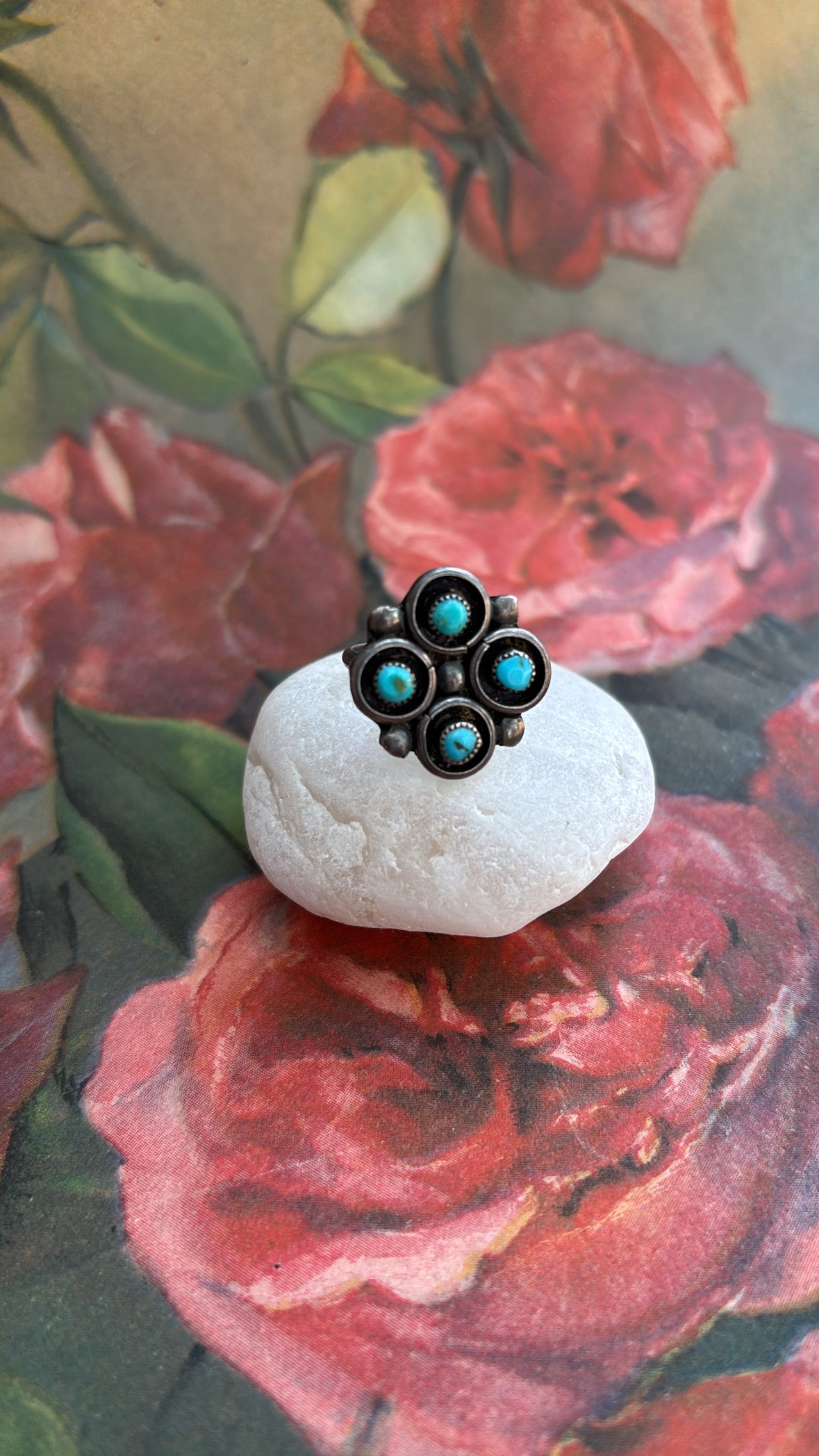 Jill Turquoise 4 Leaf Clover Western Mexican Sterling Ring
