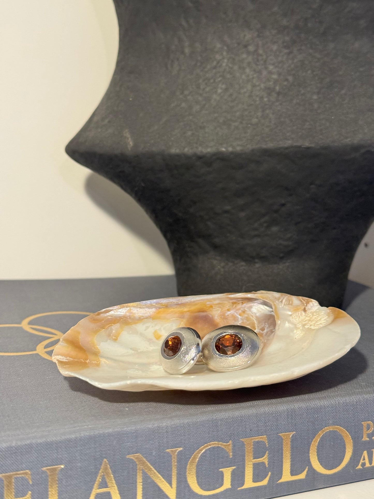 Vintage Amber Stone Oval Cufflinks