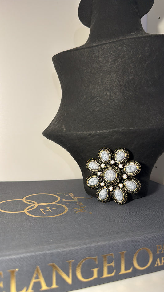 Vintage Premier Designs Marbled Cabochon Brooch & Necklace Pendant