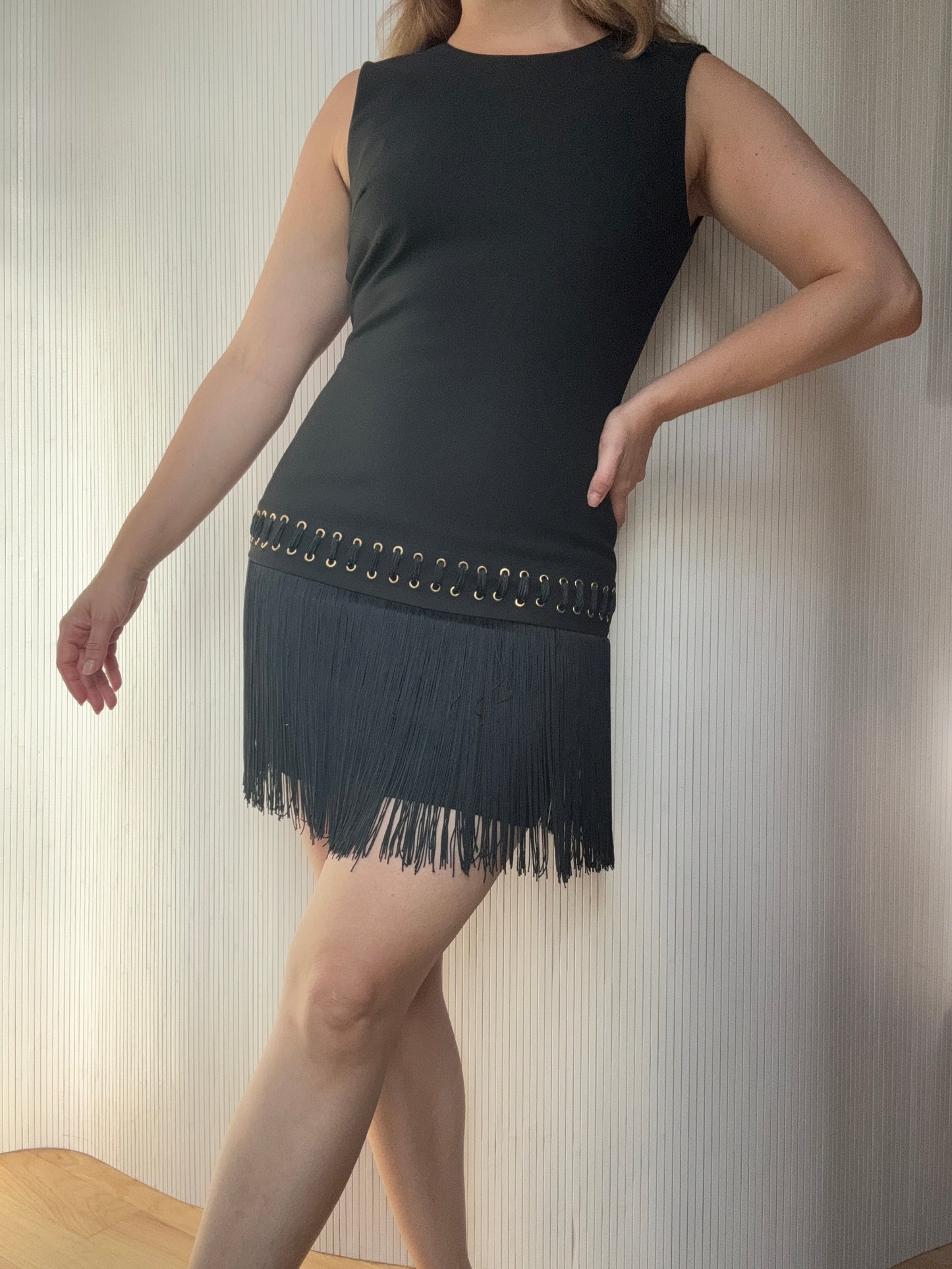 Elizabeth & James Black Fringe Party Dress