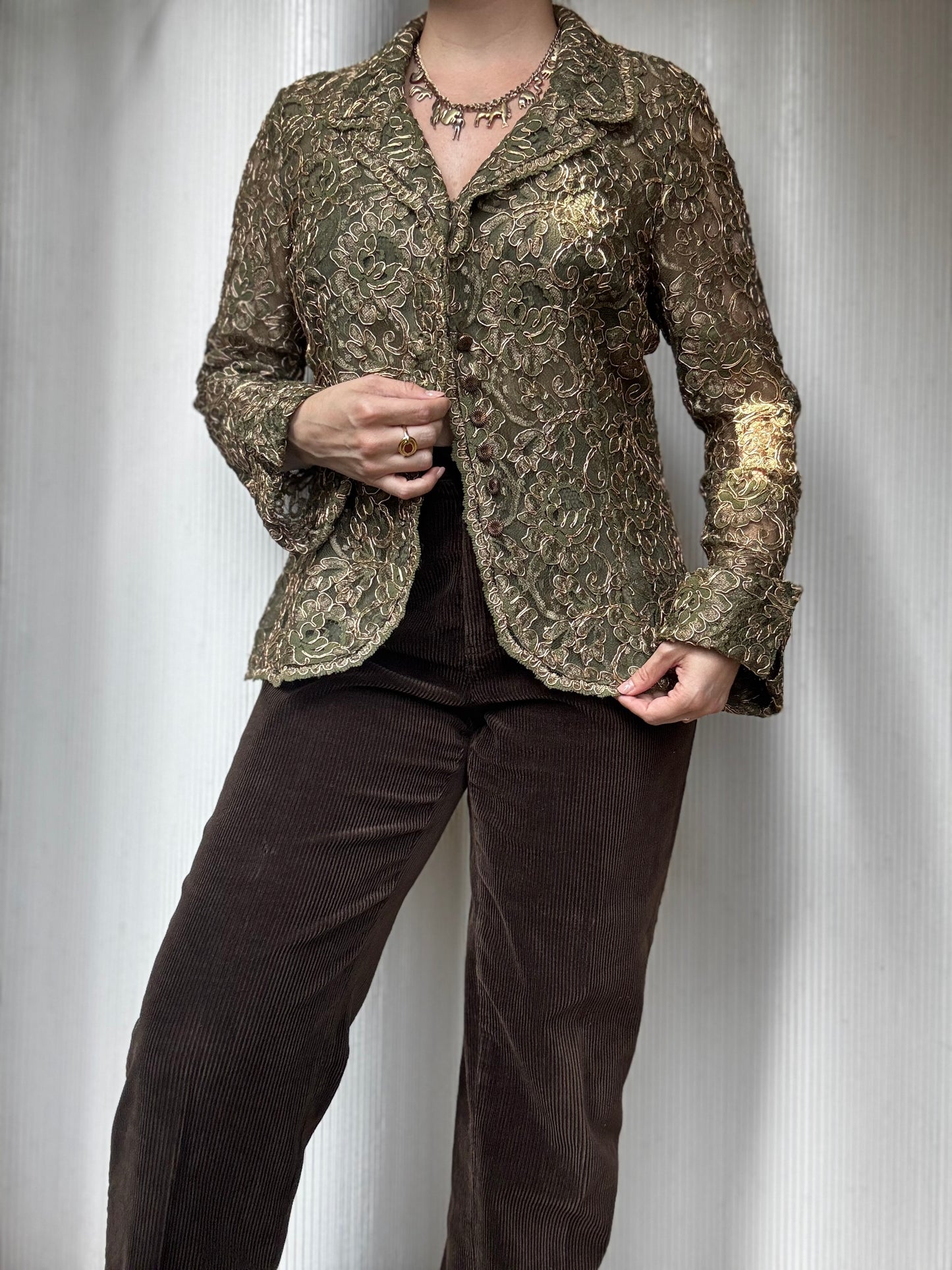 Vintage Chetta B Embroidered Sheer Lace Jacket