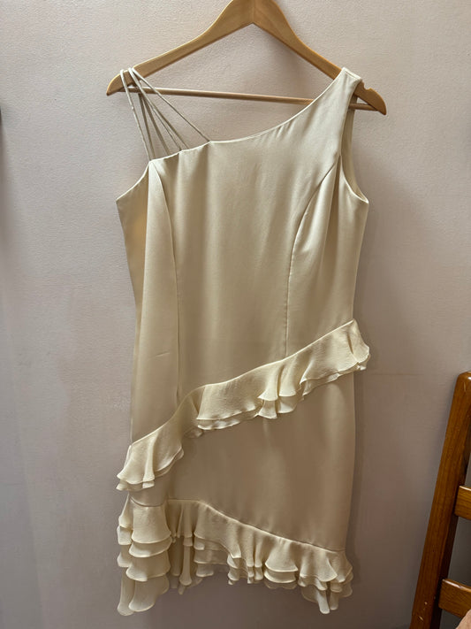 Vintage Asymmetrical Ruffle Dress