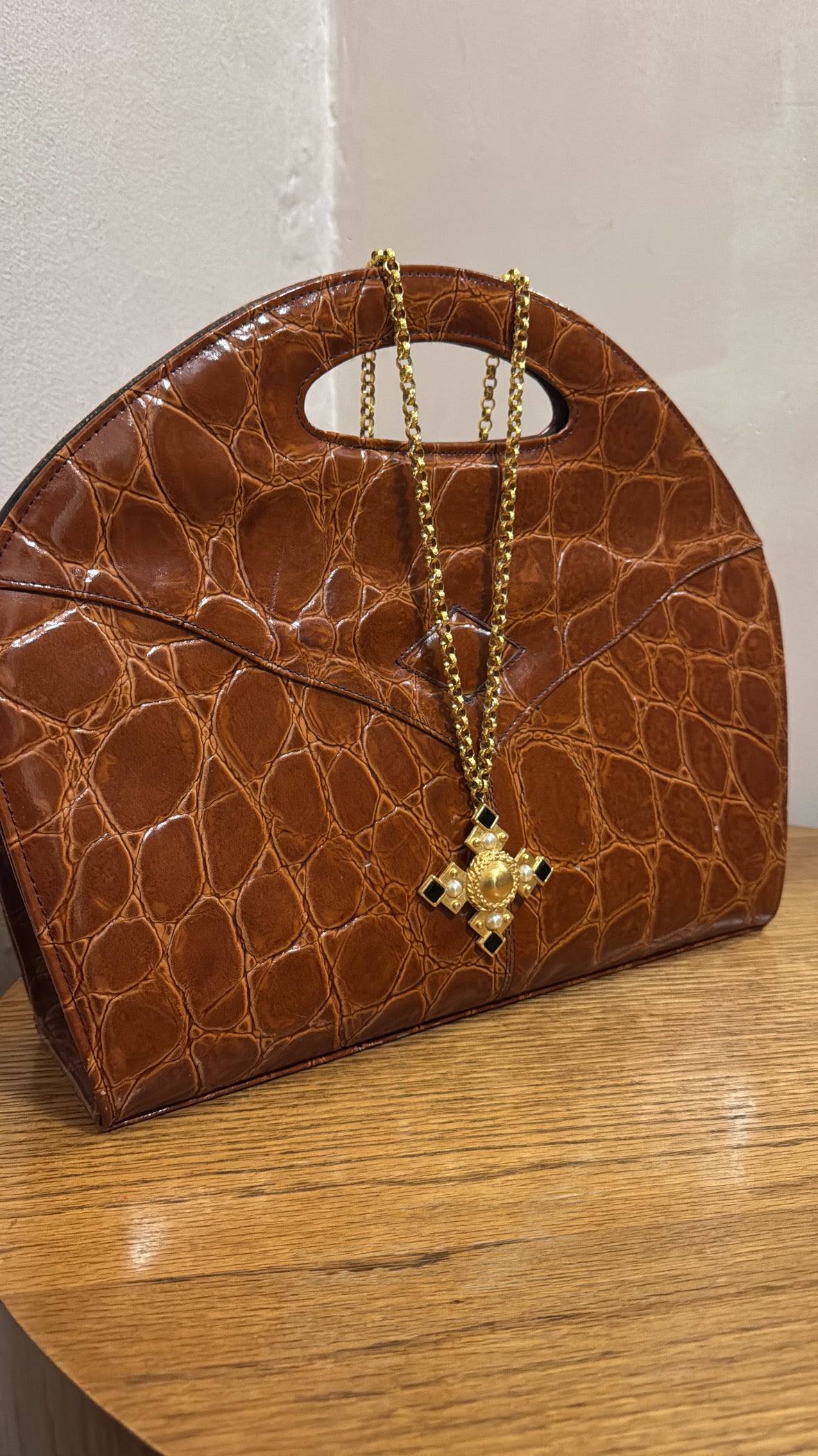 1970s bag and cross necklace (for Emily)