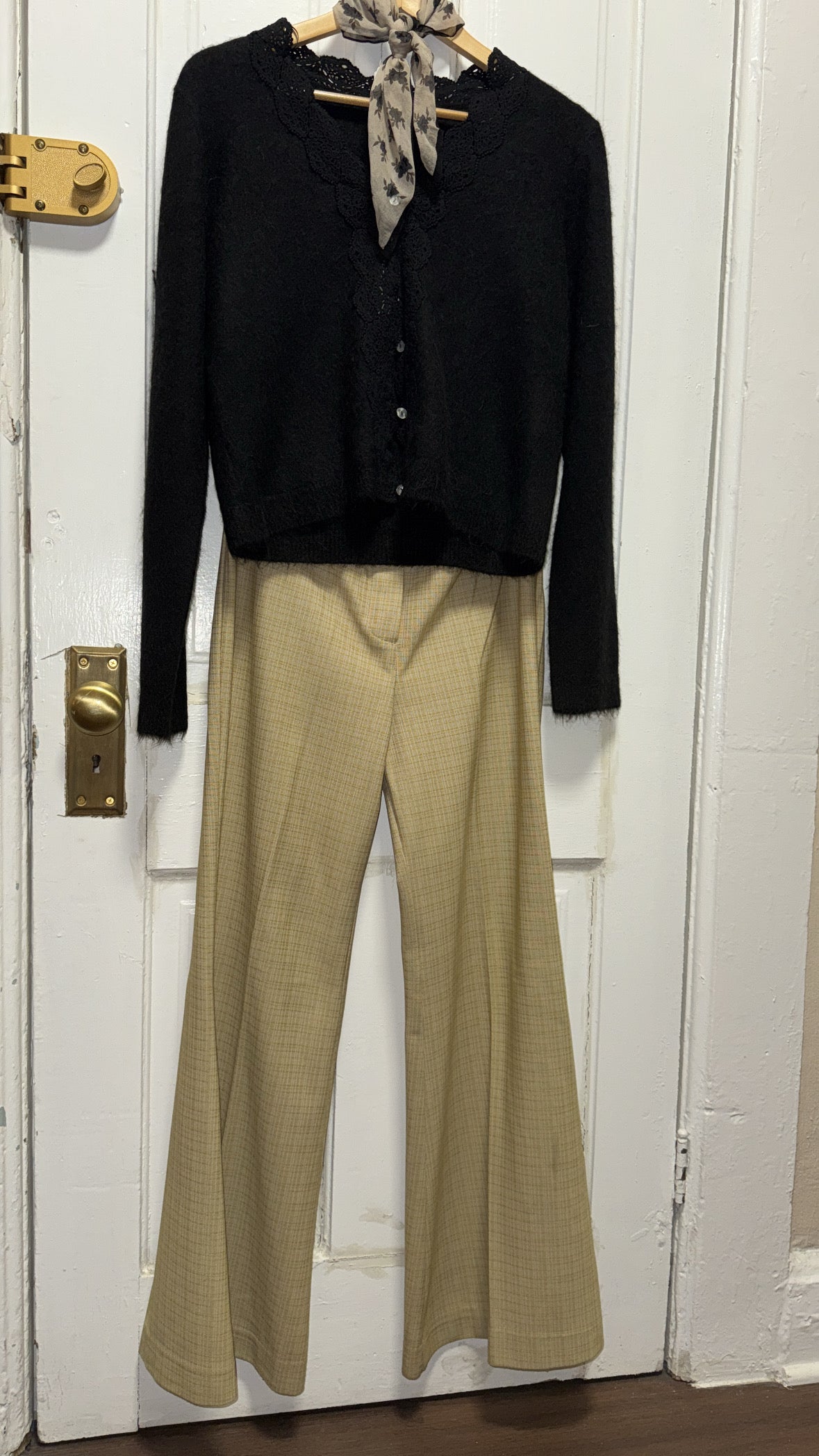 Rare 1970s Mia Checkered True Flare Trousers