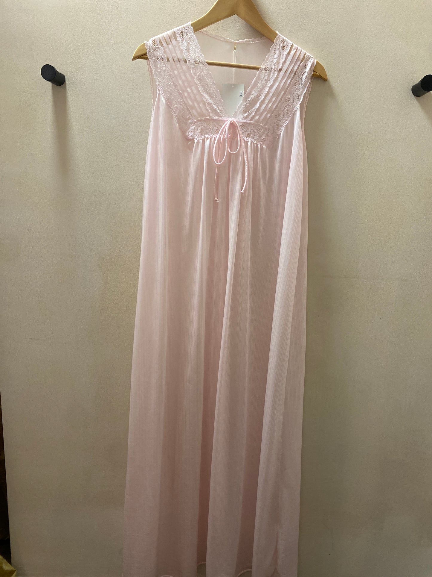 Vintage Baby Pink Lace Maxi Slip Dress