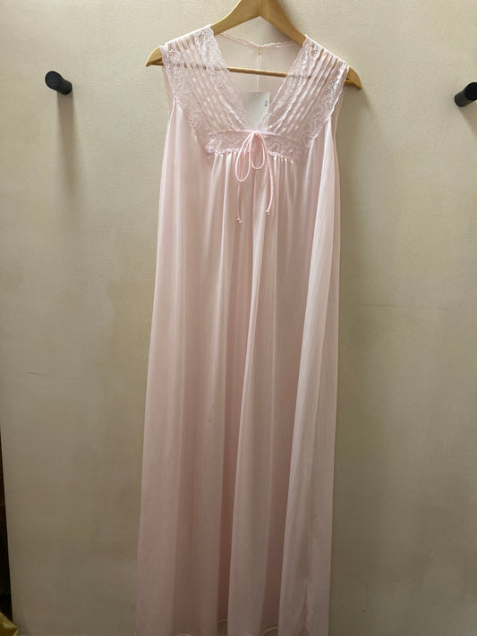 Vintage Baby Pink Lace Maxi Slip Dress