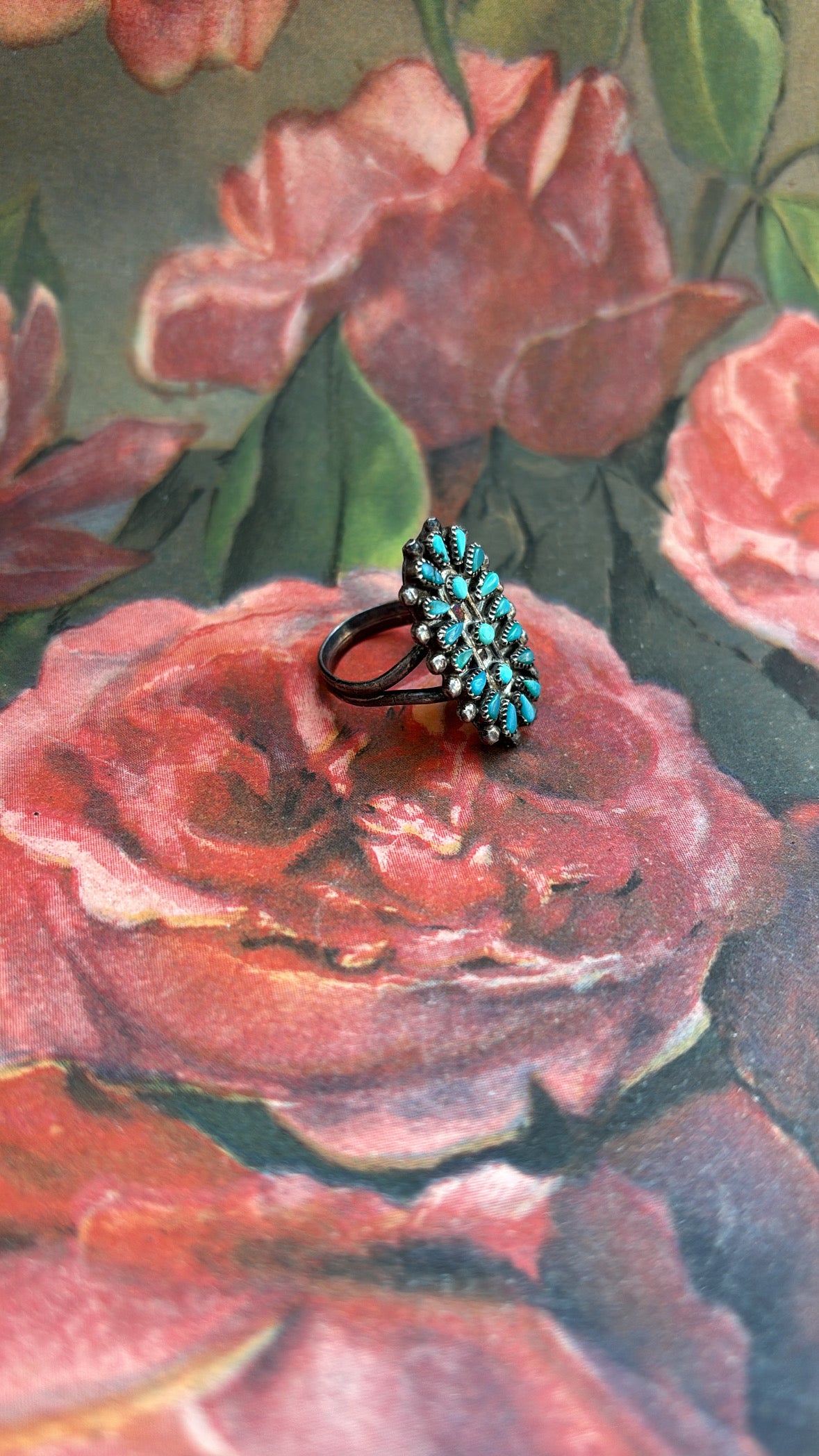 Jill Turquoise Stacked Oval Western Mexican Sterling Ring