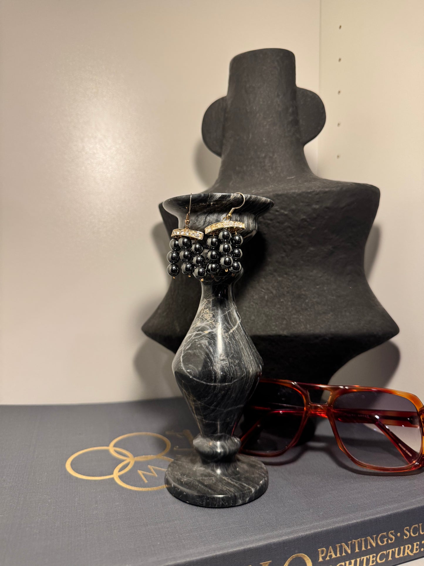 Vintage Black Tie Fringe Earrings