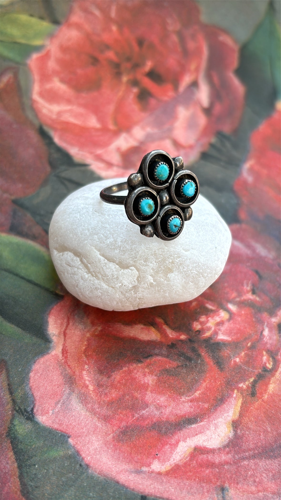 Jill Turquoise 4 Leaf Clover Western Mexican Sterling Ring