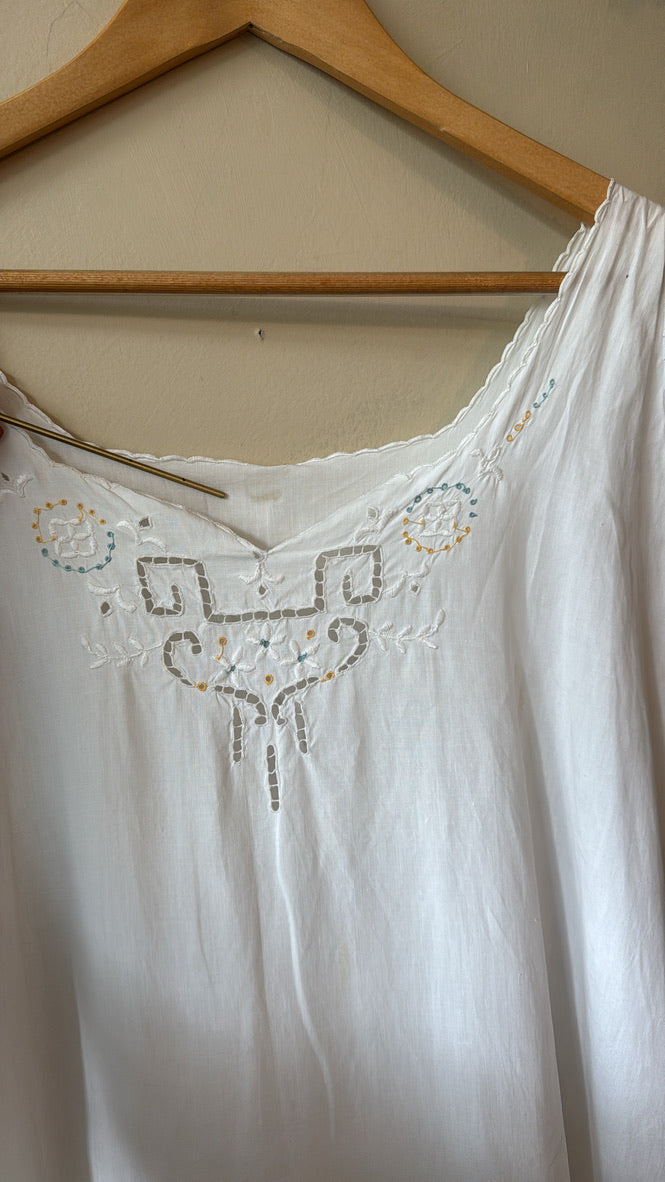 Antique 1920's Cotton Embroidered Dress