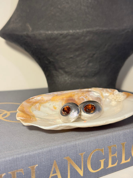 Vintage Amber Stone Oval Cufflinks