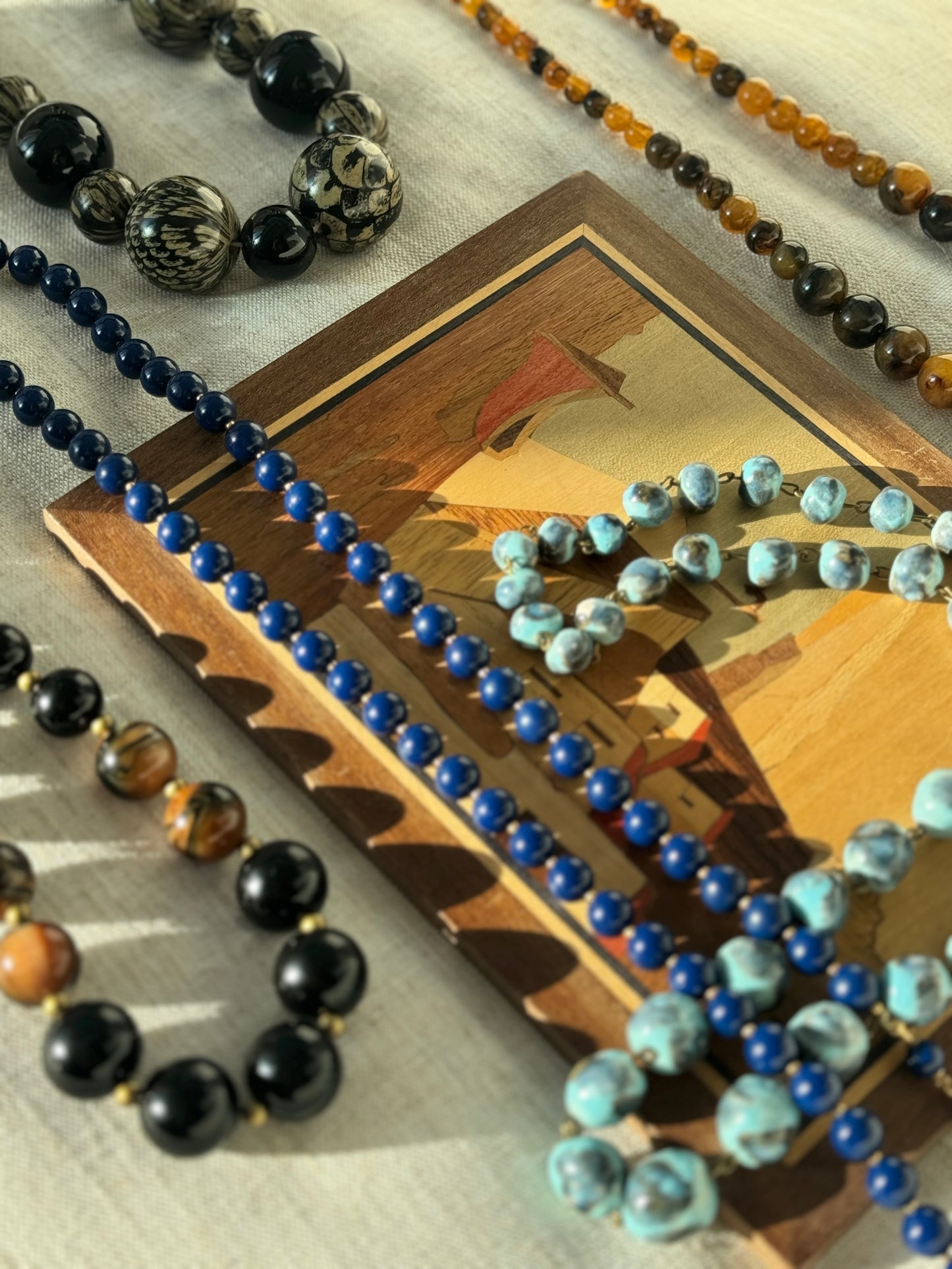 Vintage Trifari blue beaded necklace