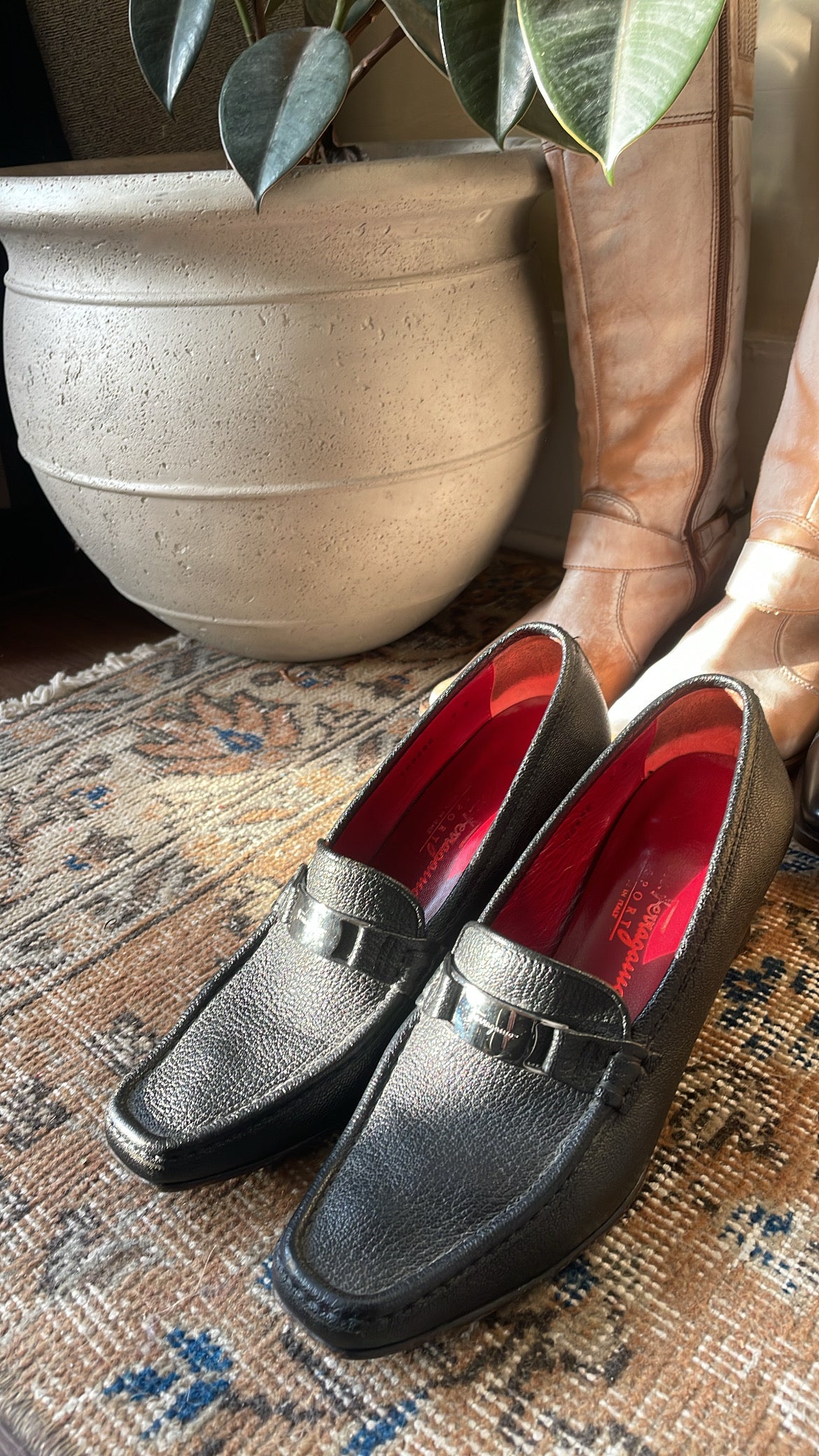 Pre-loved Salvator Ferragamo heeled loafers