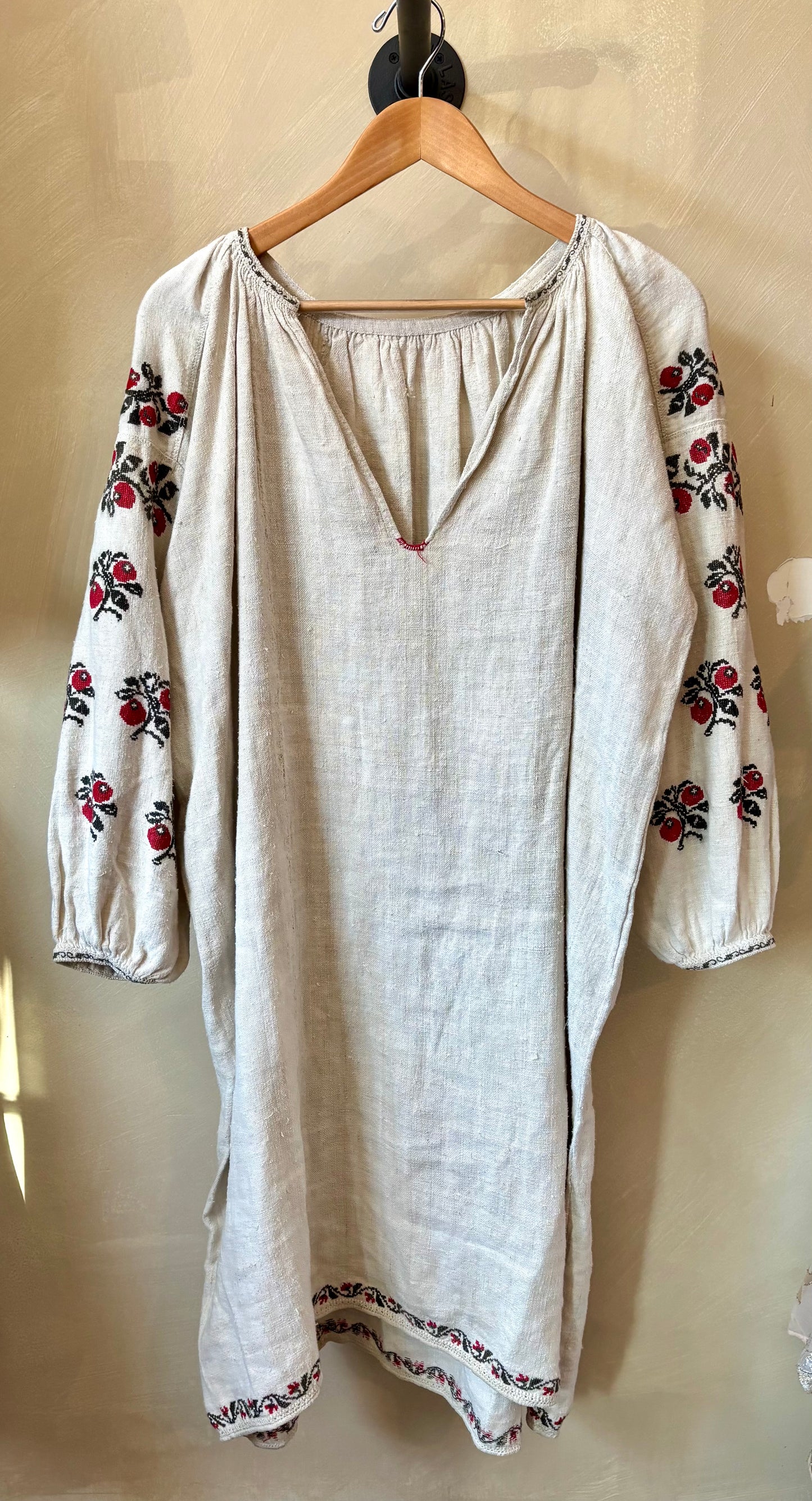 Antique Ukrainian Embroidered Tunic Dress