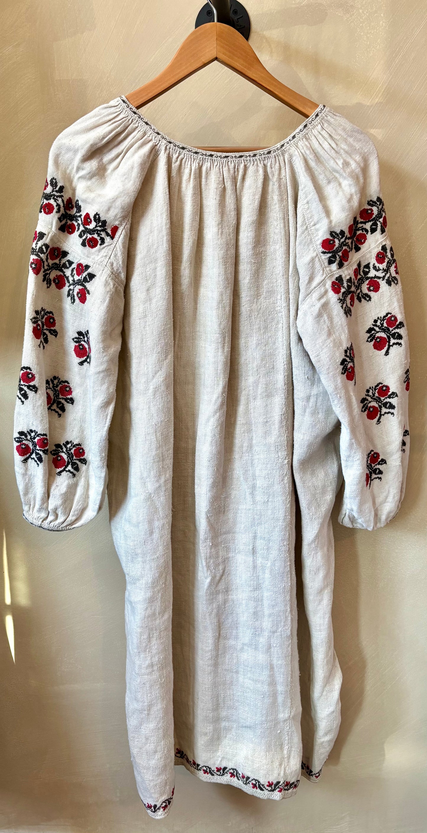 Antique Ukrainian Embroidered Tunic Dress