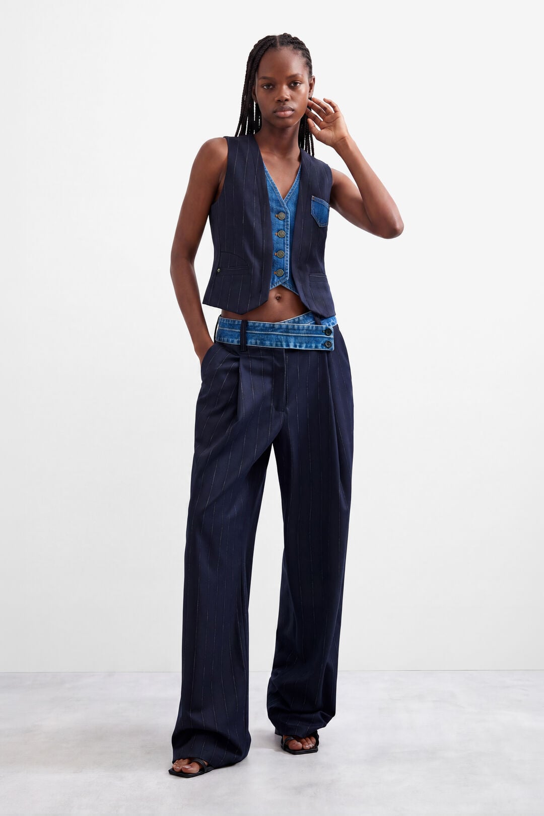 The Pinstripe Denim Trouser by Desigual