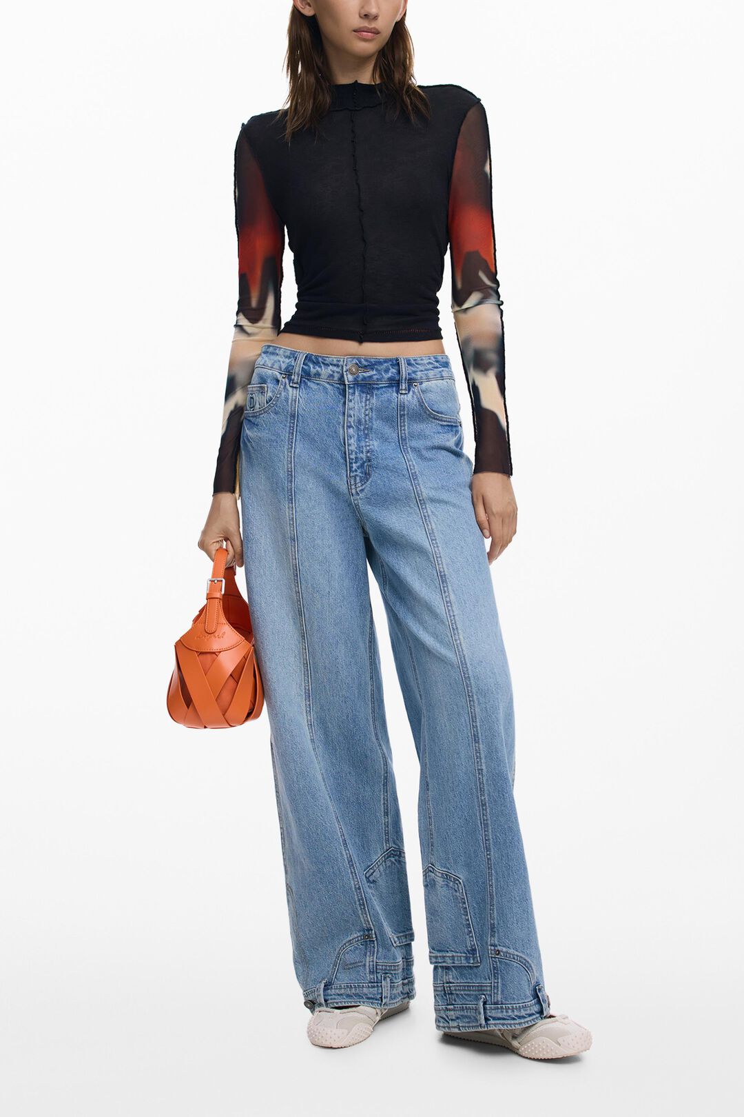 Transparent sleeve Tee by Desigual