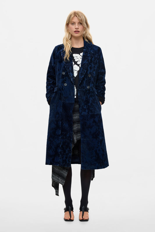 Navy Jacquard Coat by Desigual