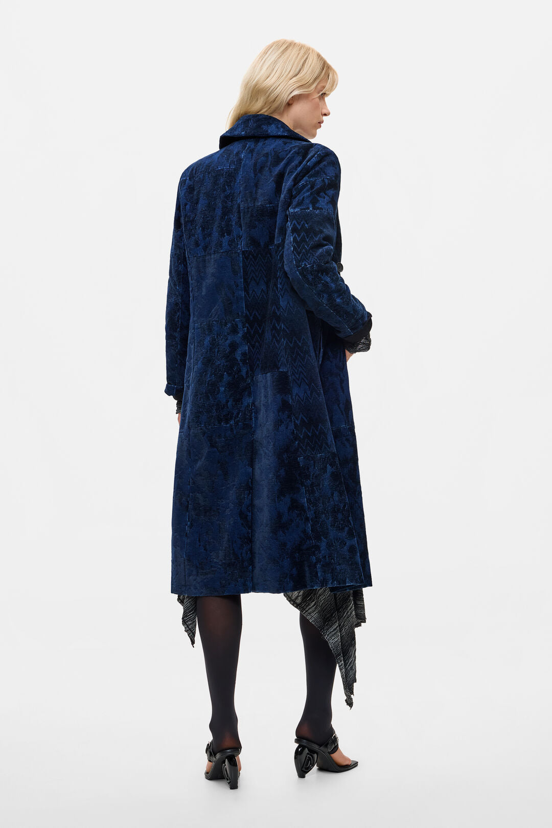 Navy Jacquard Coat by Desigual