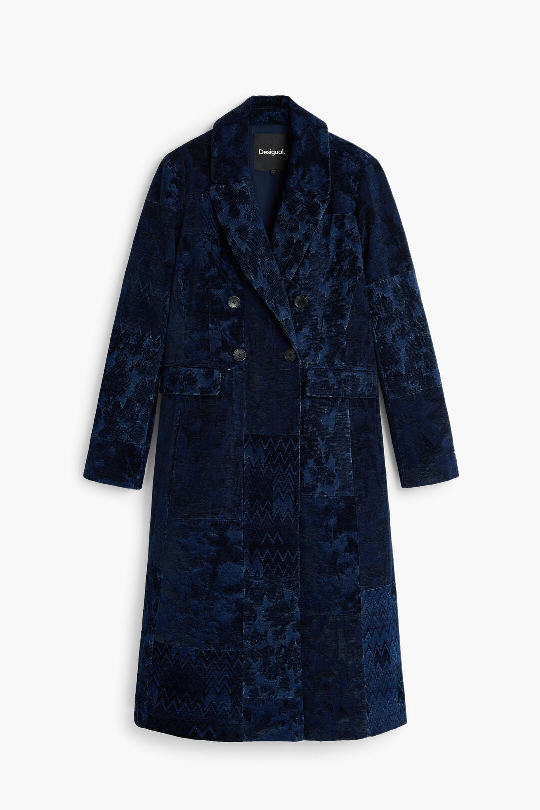 Navy Jacquard Coat by Desigual