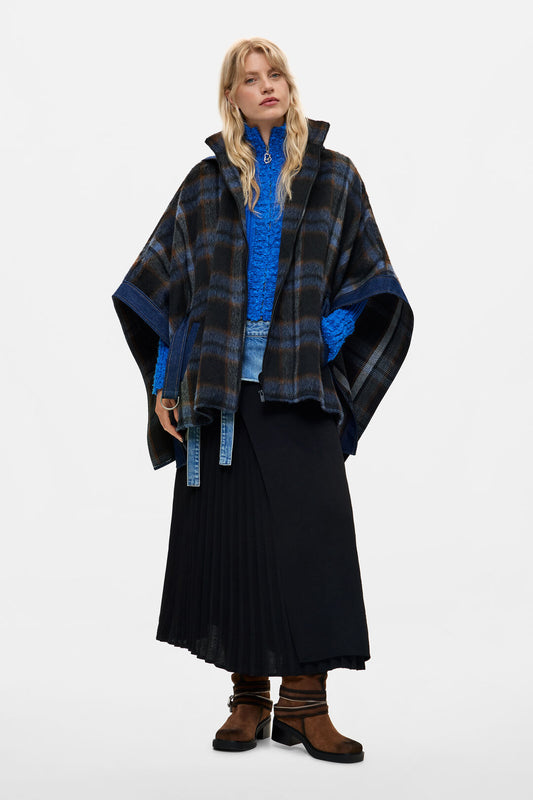 Plaid Denim Poncho by Desigual