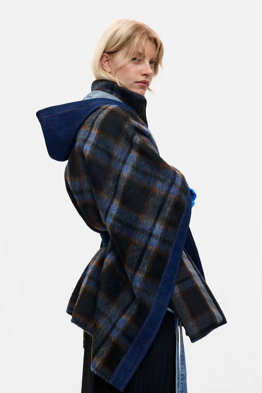 Plaid Denim Poncho by Desigual