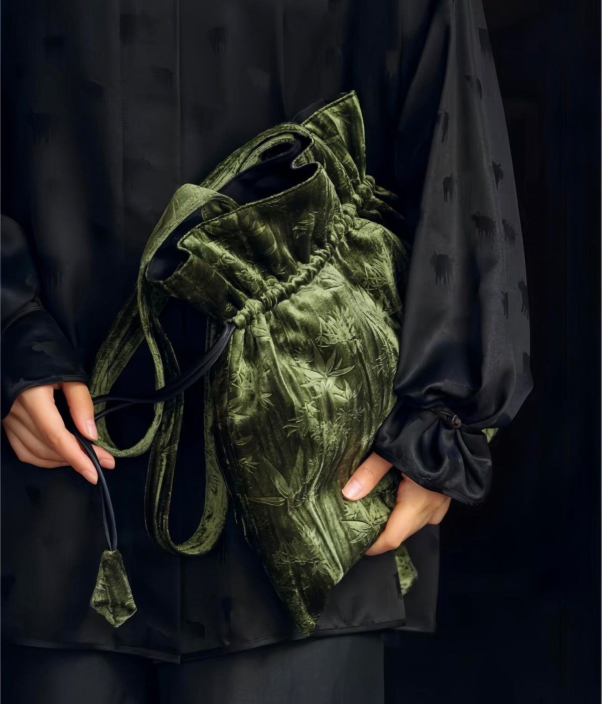 Handmade Velvet Drawstring Tote