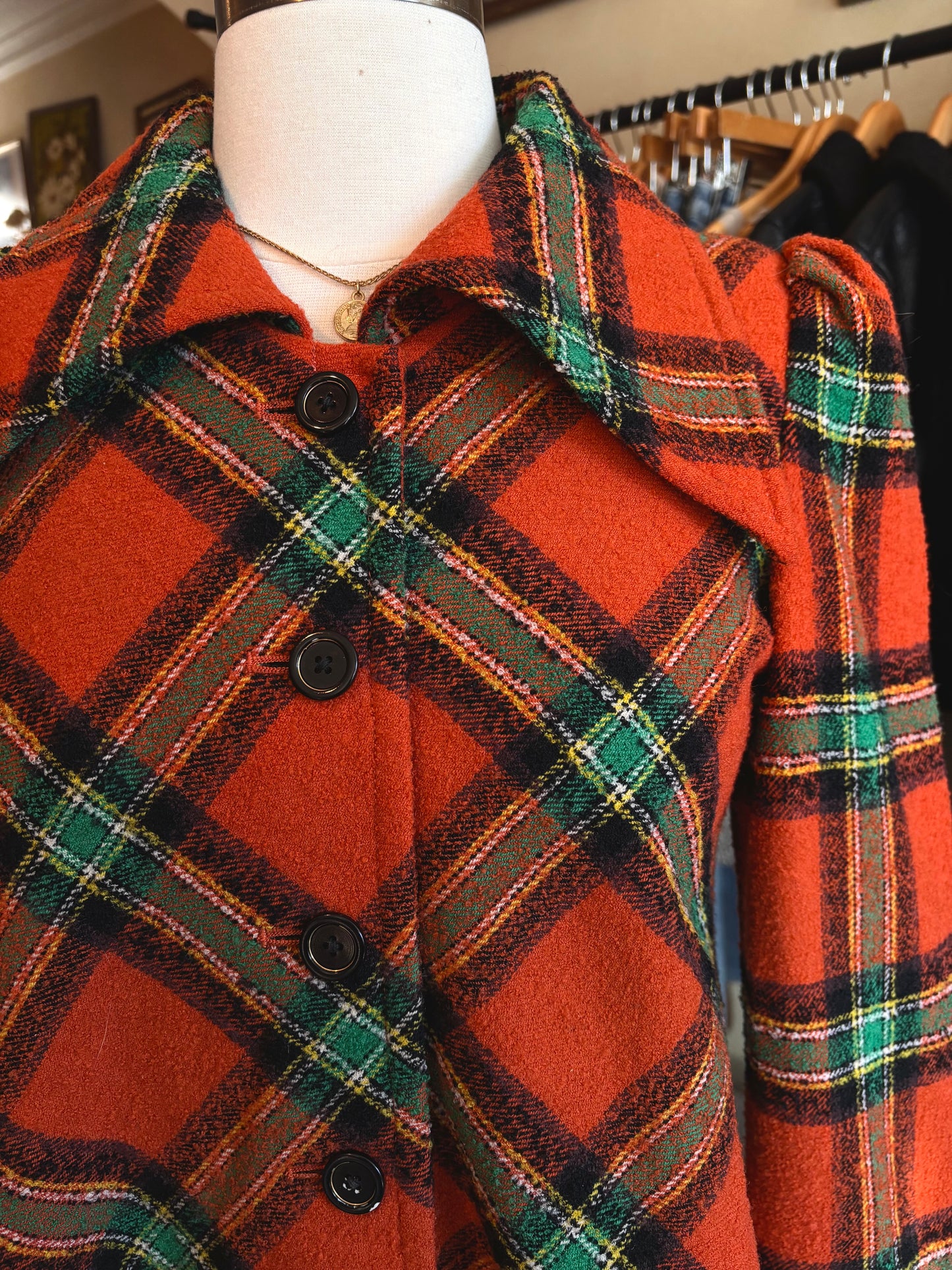 1970's Plaid Pea Coat