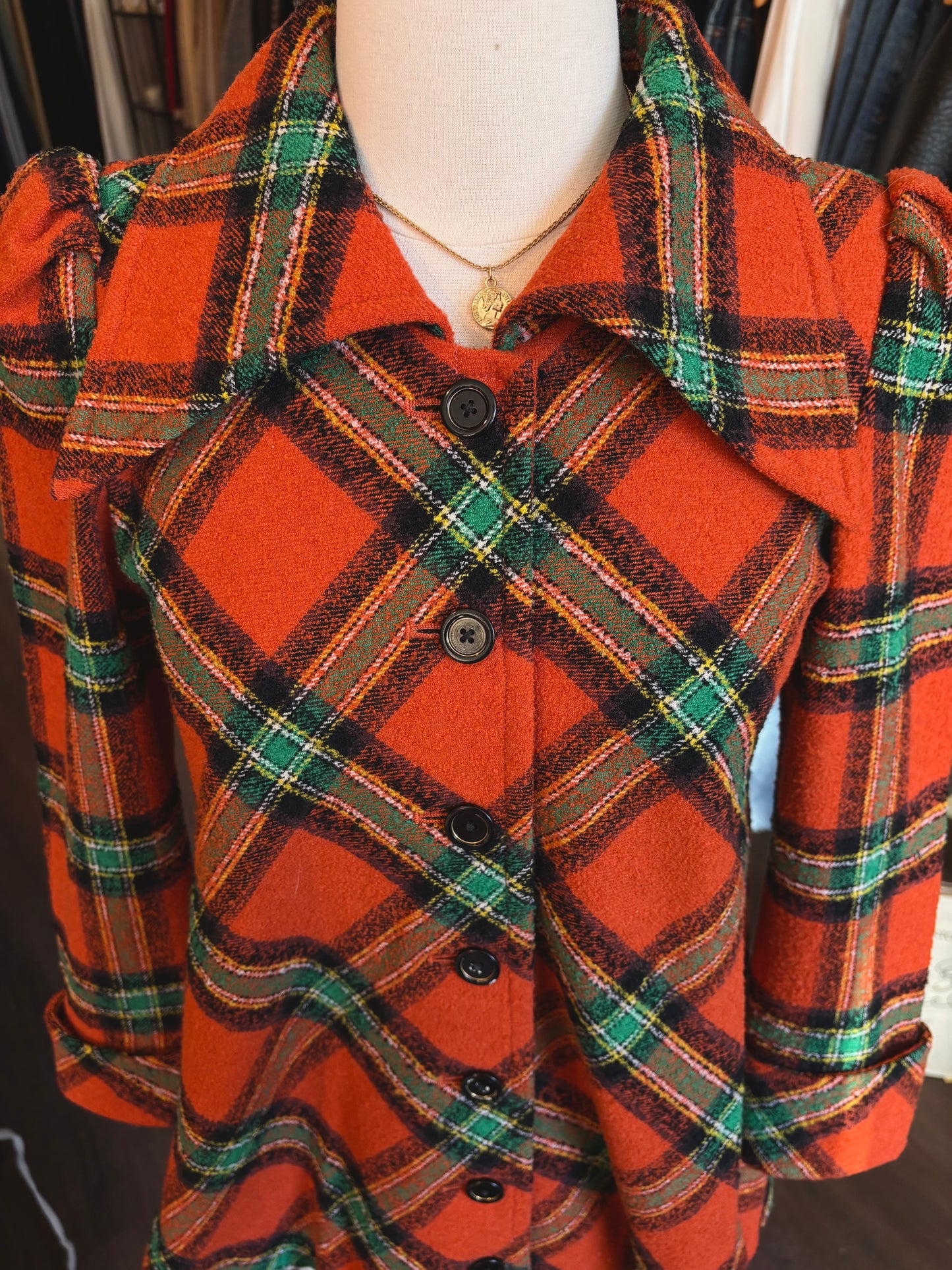1970's Plaid Pea Coat
