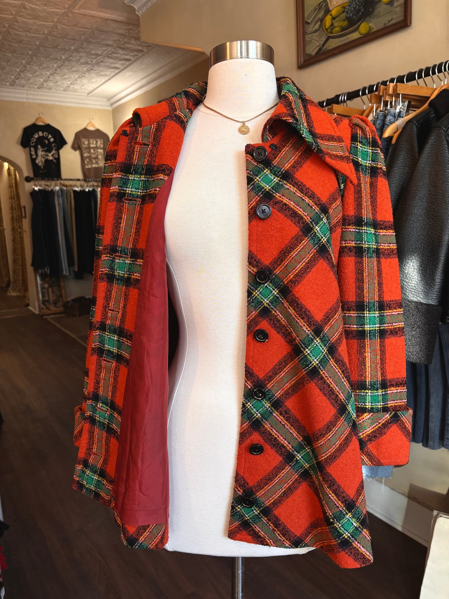 1970's Plaid Pea Coat