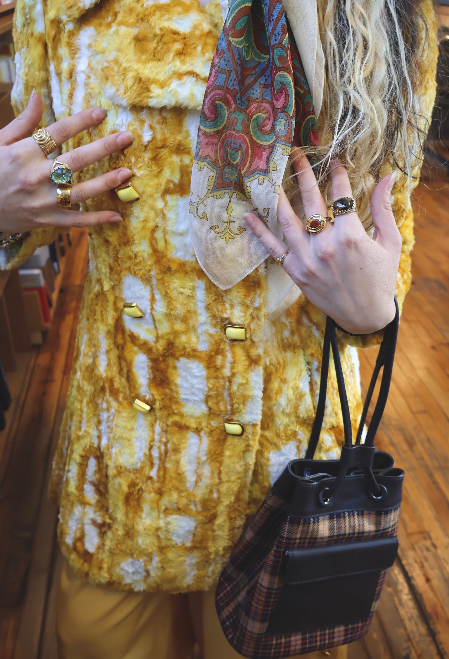 Vintage Faux Fur Yellow Shag Coat