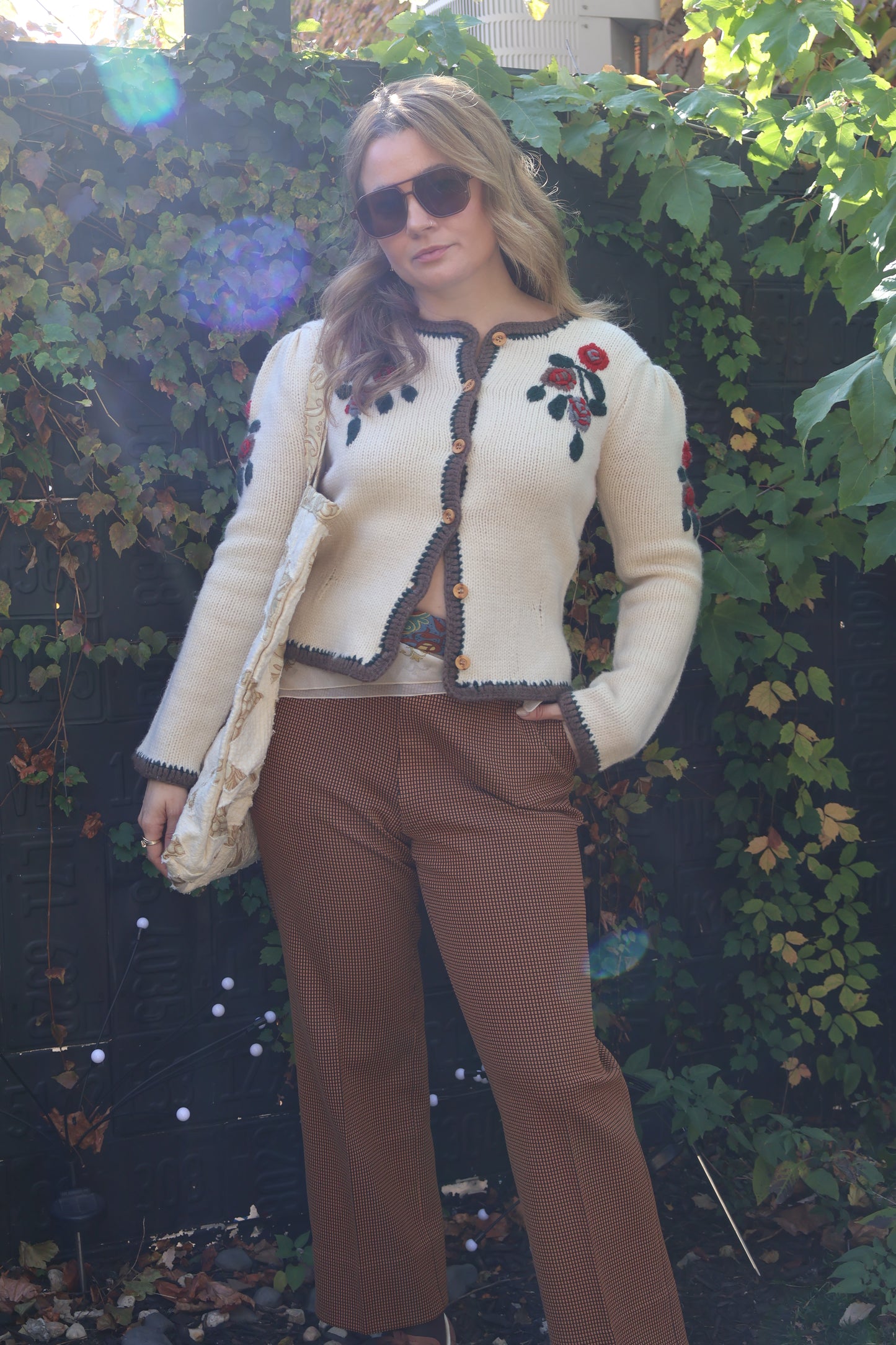 1960's Hand Embroidered Wool Sweater