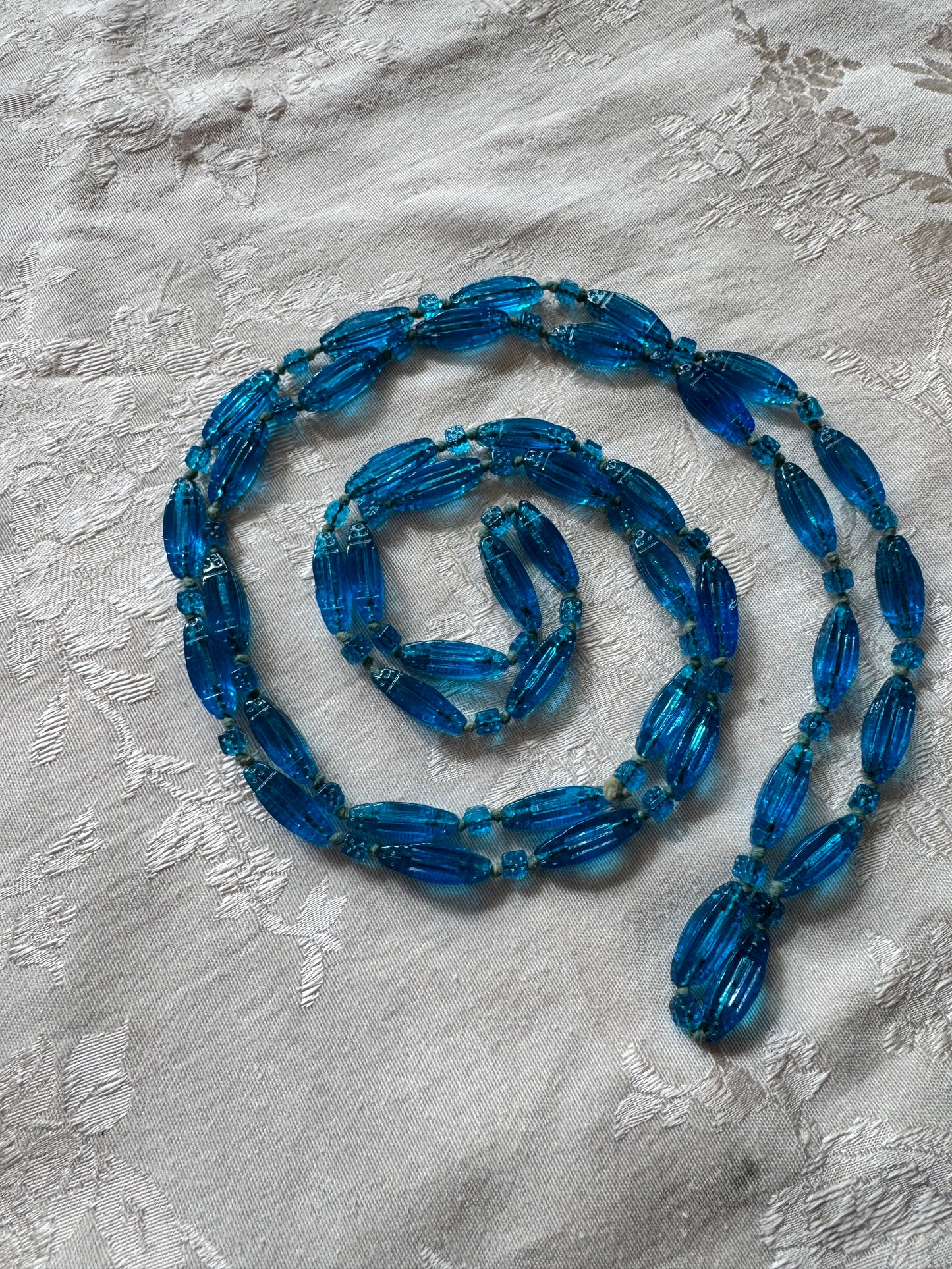 Vintage Electric Blue Glass Beaded Necklace