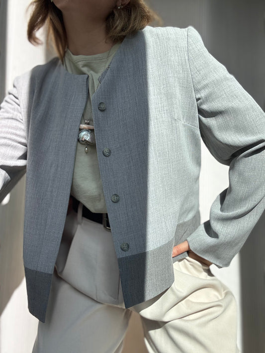 Vintage Heather Grey Cropped Boxy Jacket