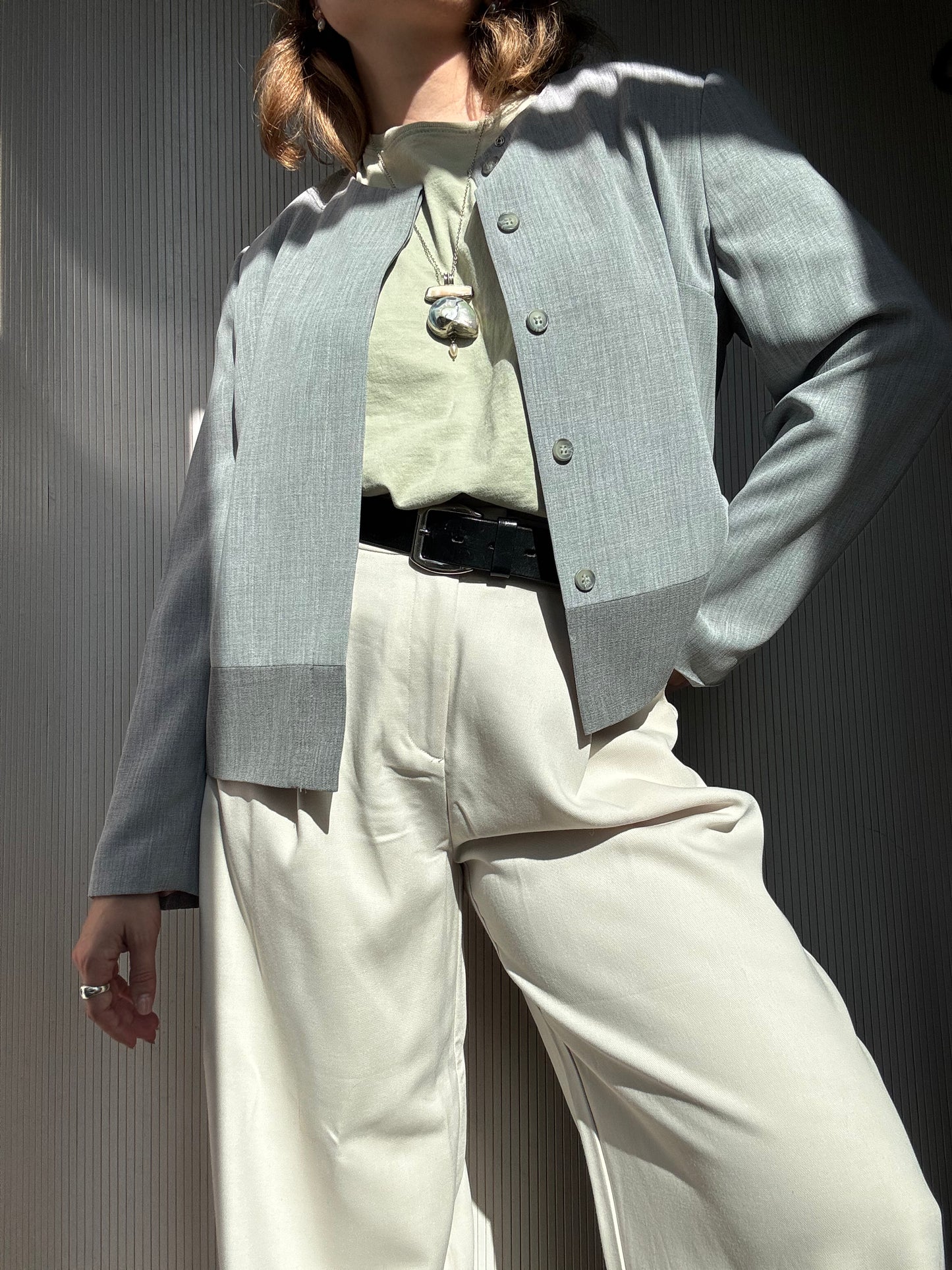 Vintage Heather Grey Cropped Boxy Jacket