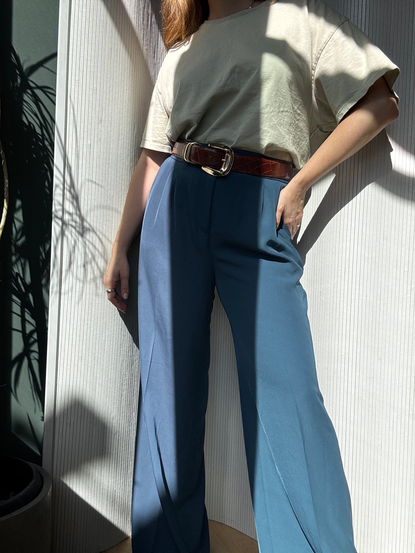 Donna Karen New York Indigo Wide Leg Trousers
